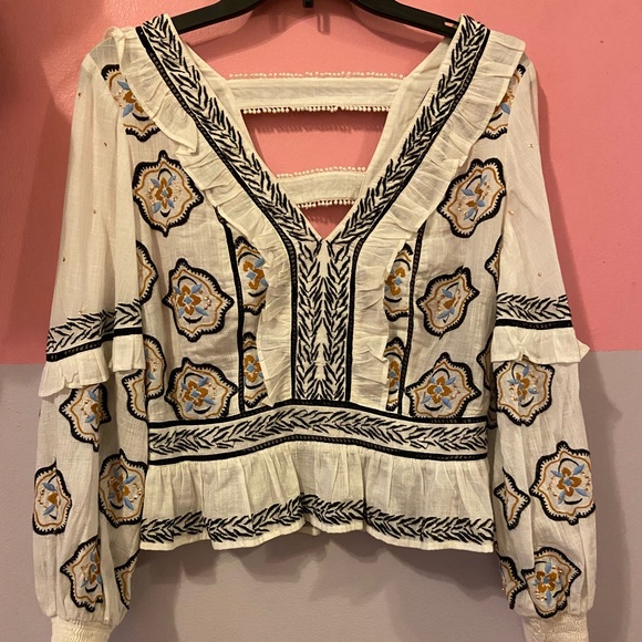 Anthropologie Sequined Embroidered Blouse size 6 - Picture 7 of 16
